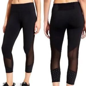 ATHLETA Laser Mesh Sonar Capri Leggings Black Size Small
